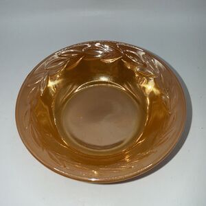 Vintage Fire King lusterware peach laurel leaf bowl